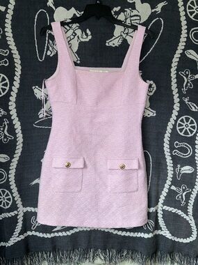 Endless Rose Light Pink Bouclé Mini Dress with Pocket Flaps